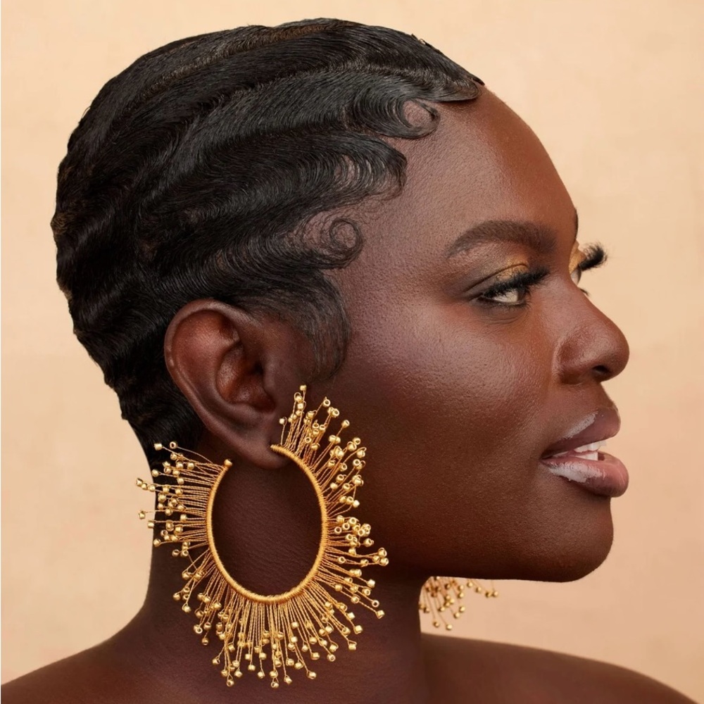 Shop Khoi Gold Evea Statement Hoop Earrings